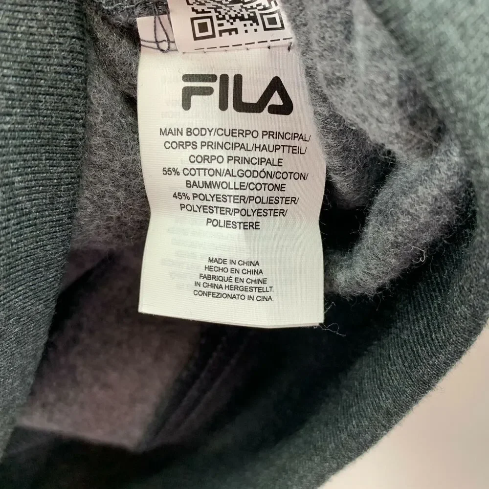 Fila Mens Logo Pullover Training Hoodie Charcoal Gray S - Picture 3 of 4
